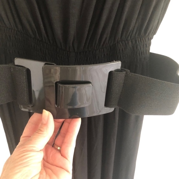 Grace Elements Drape Neck Bat Wing Belted Jumpsuit Black Size Small NWT - Picture 3 of 14